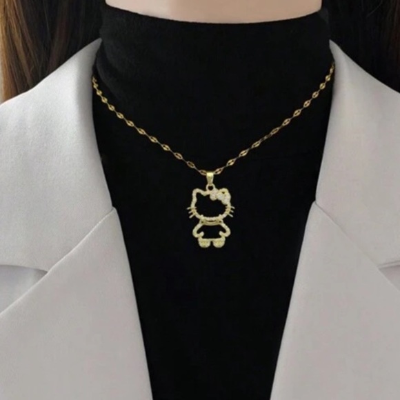 Gold Hello Kitty silhouette Pendant Necklace - Picture 8 of 8
